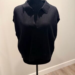 Calvin Klein Black Short-Sleeve Polo V-Neck Vest